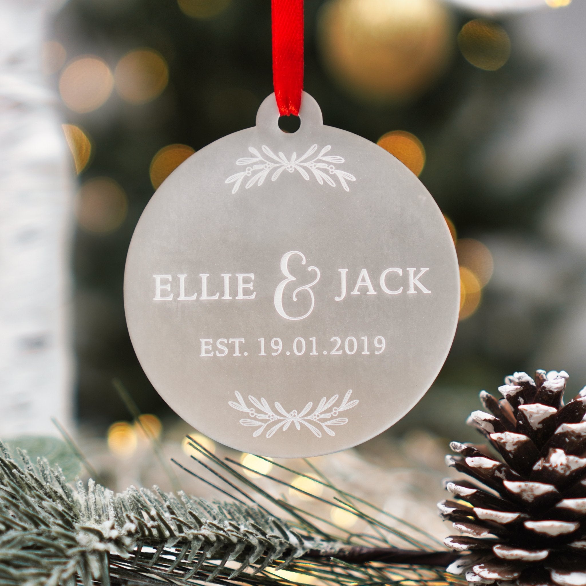 couples acrylic mr and mrs married Christmas ornament bauble