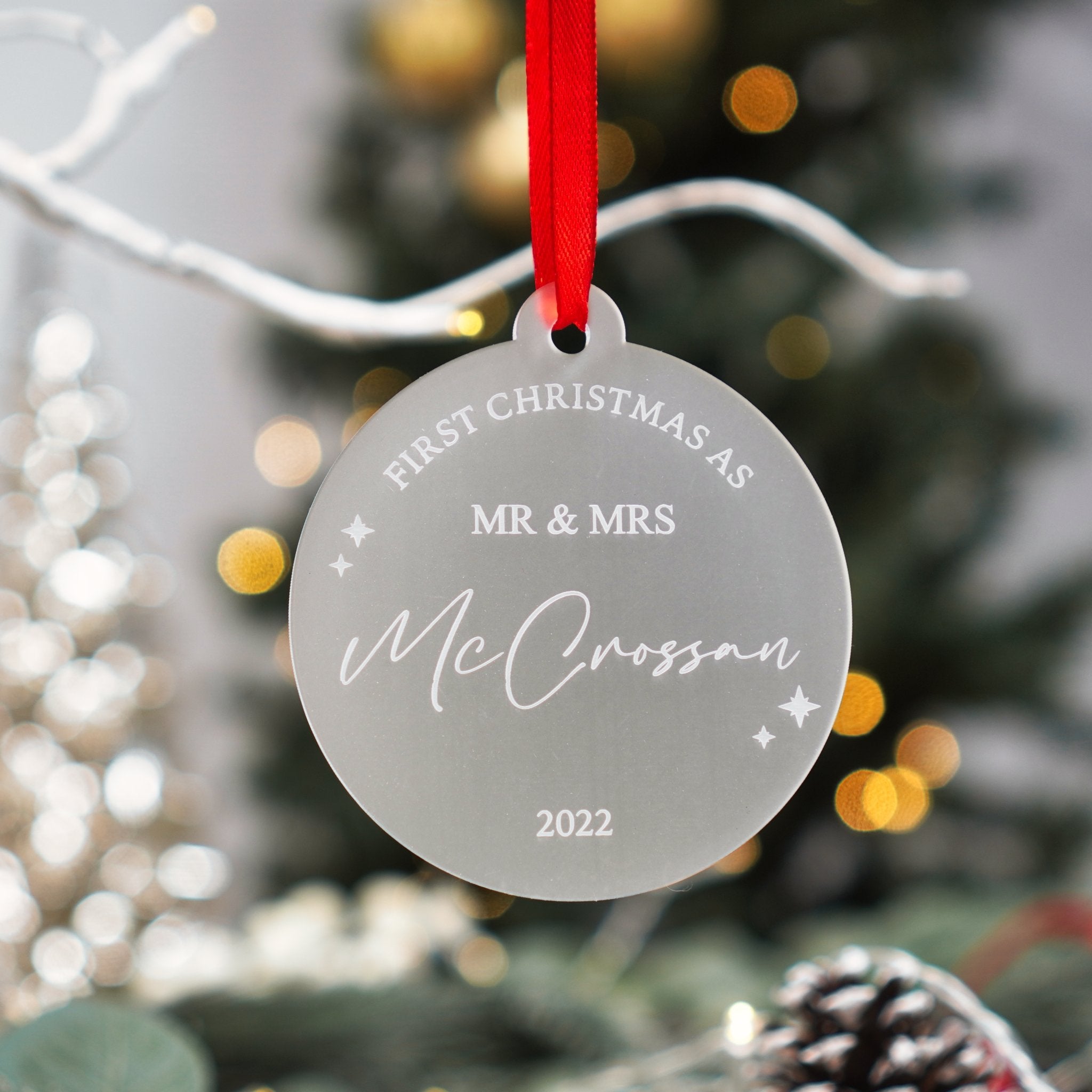 first Christmas as mr and mrs acrylic bauble ornament
