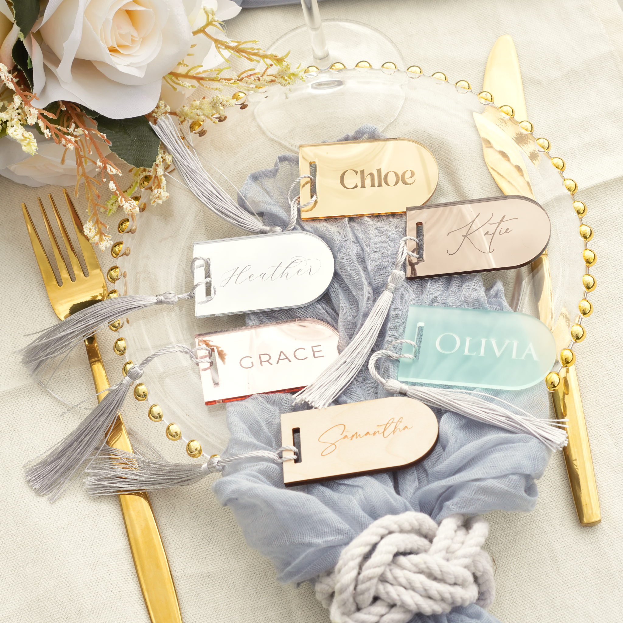 Personalised wedding name tag