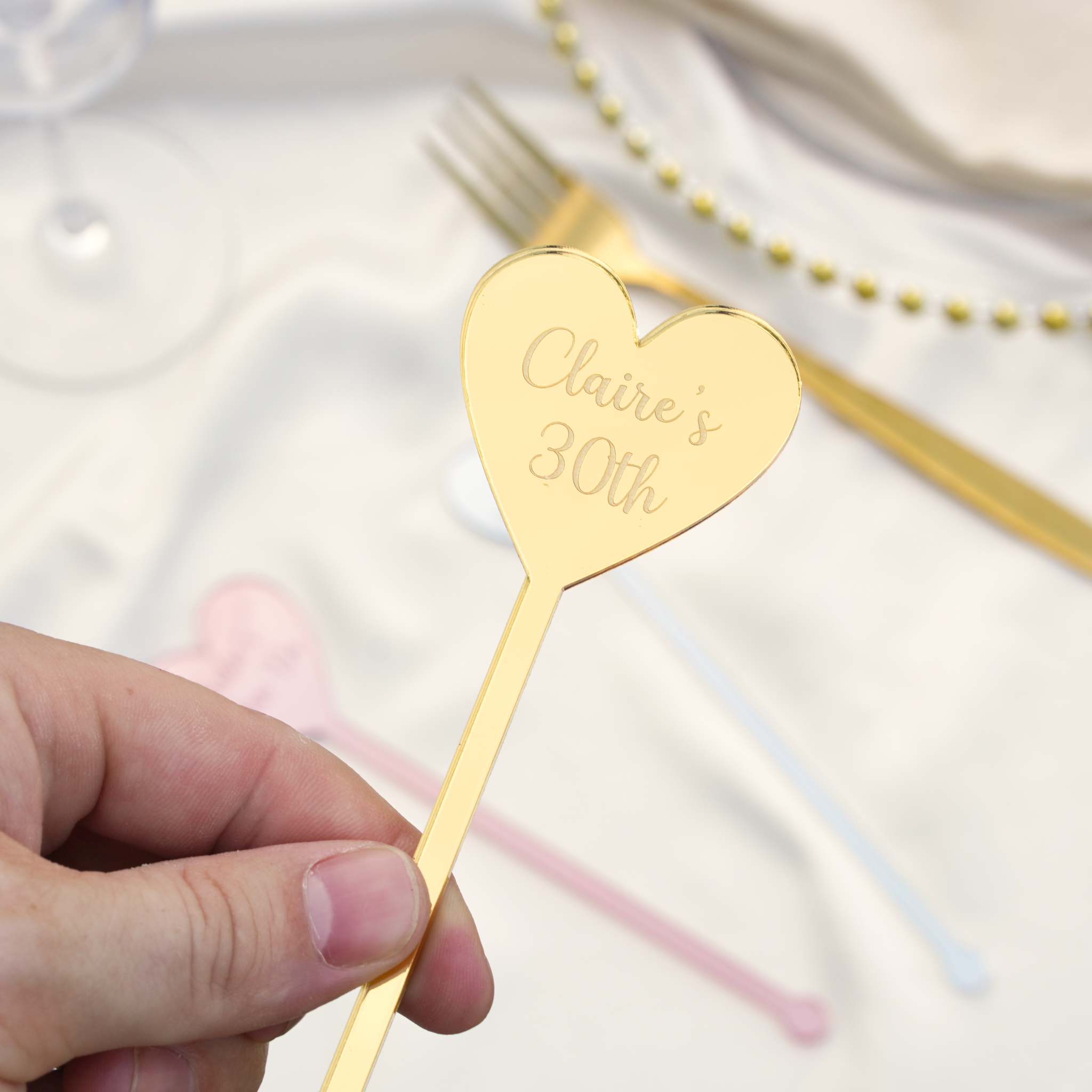 birthday celebrations acrylic heart drink stirrers