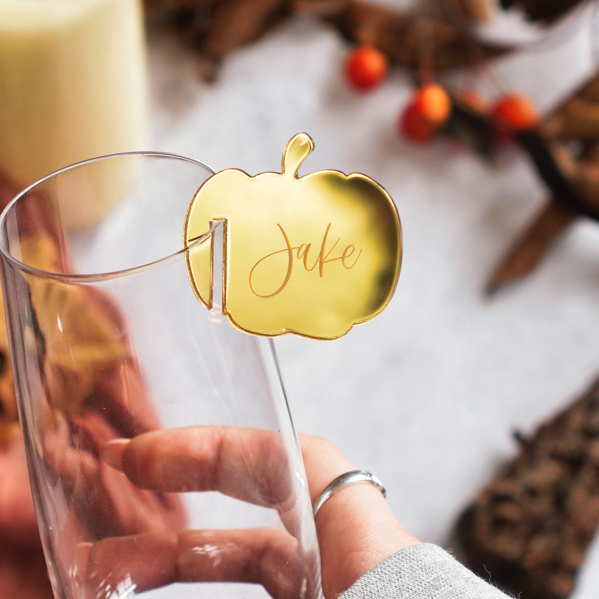 Halloween Pumpkin Acrylic Drink Tags