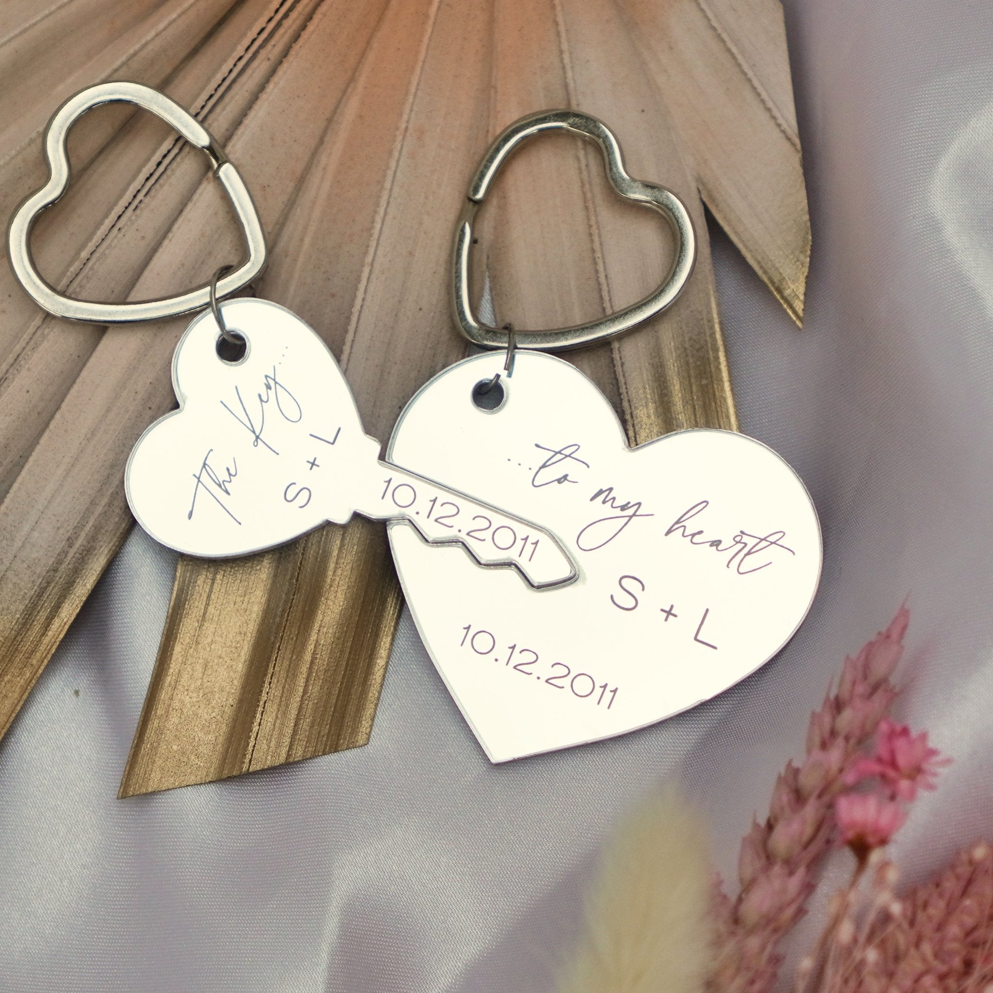 Personalised Key & Heart Keyring