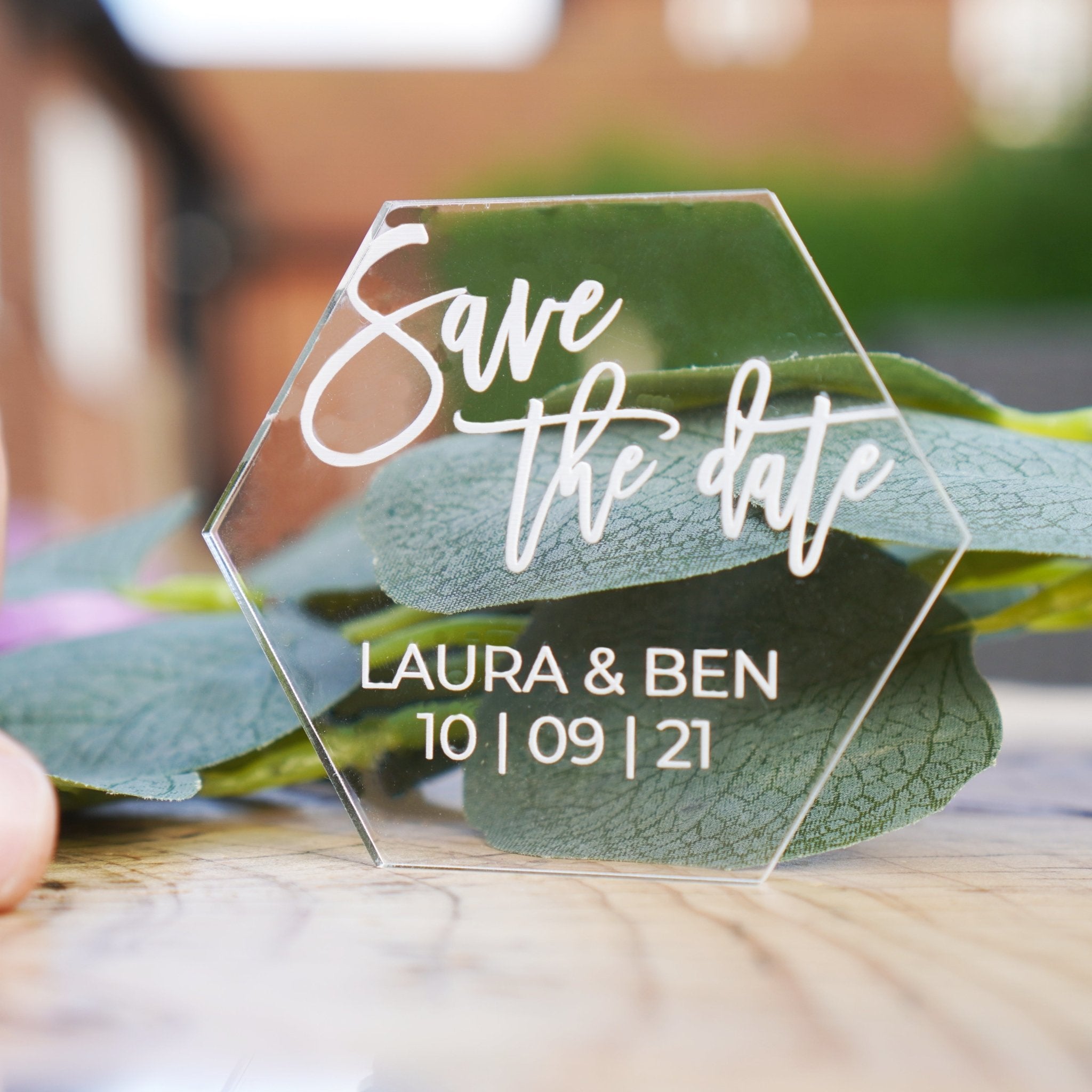 acrylic save the dates for wedding invitations