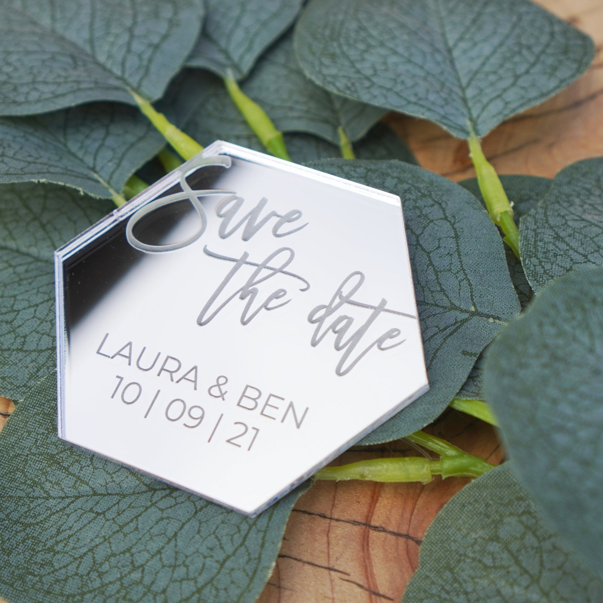 hexagonal acrylic wedding stationary invitation
