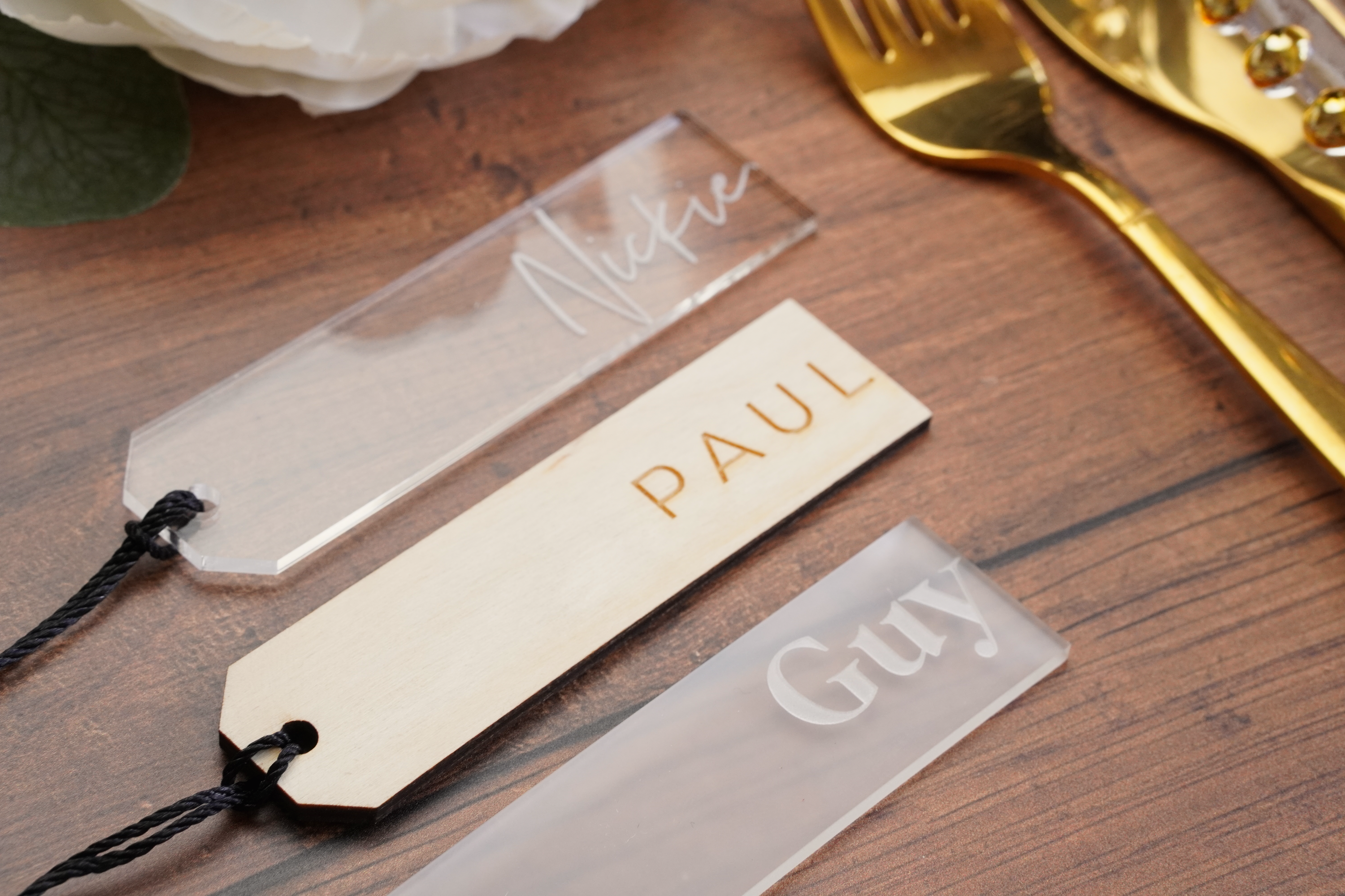 acrylic bookmark name place holder for wedding gifts and favours