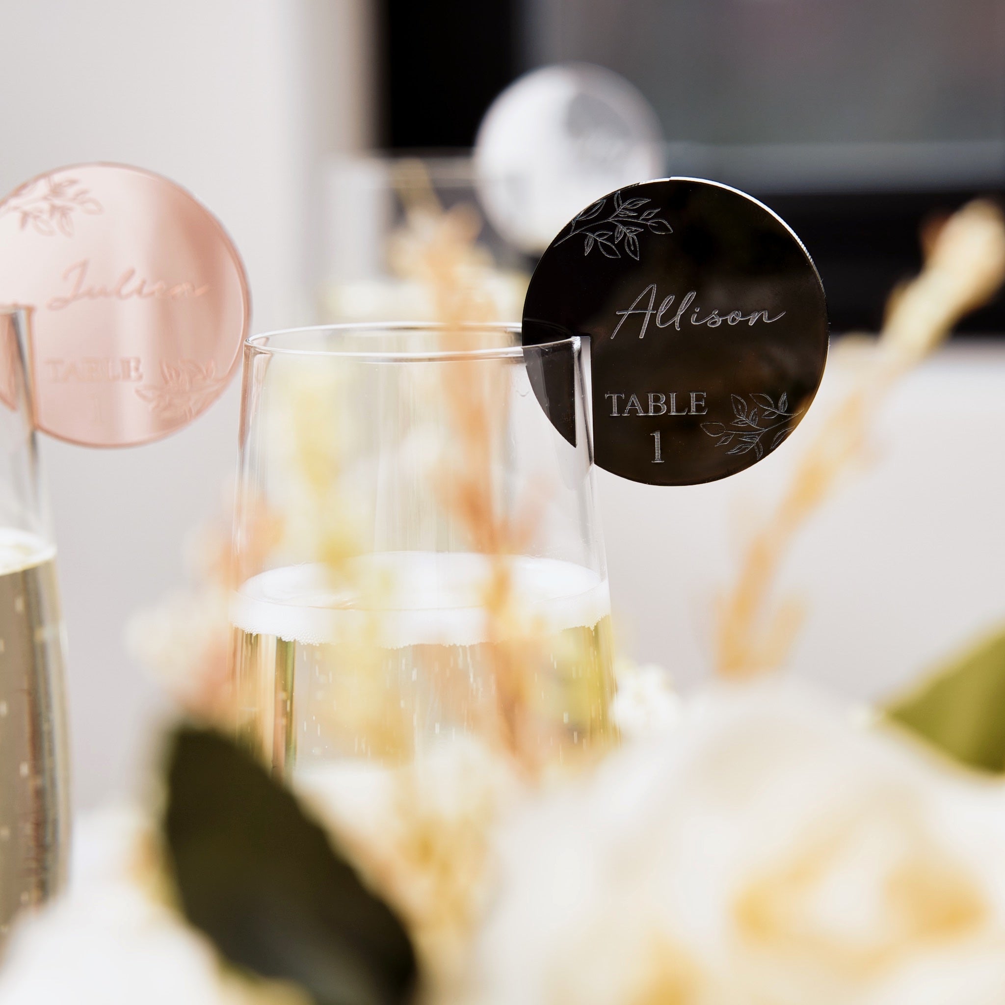 Wedding name cards with table numbers