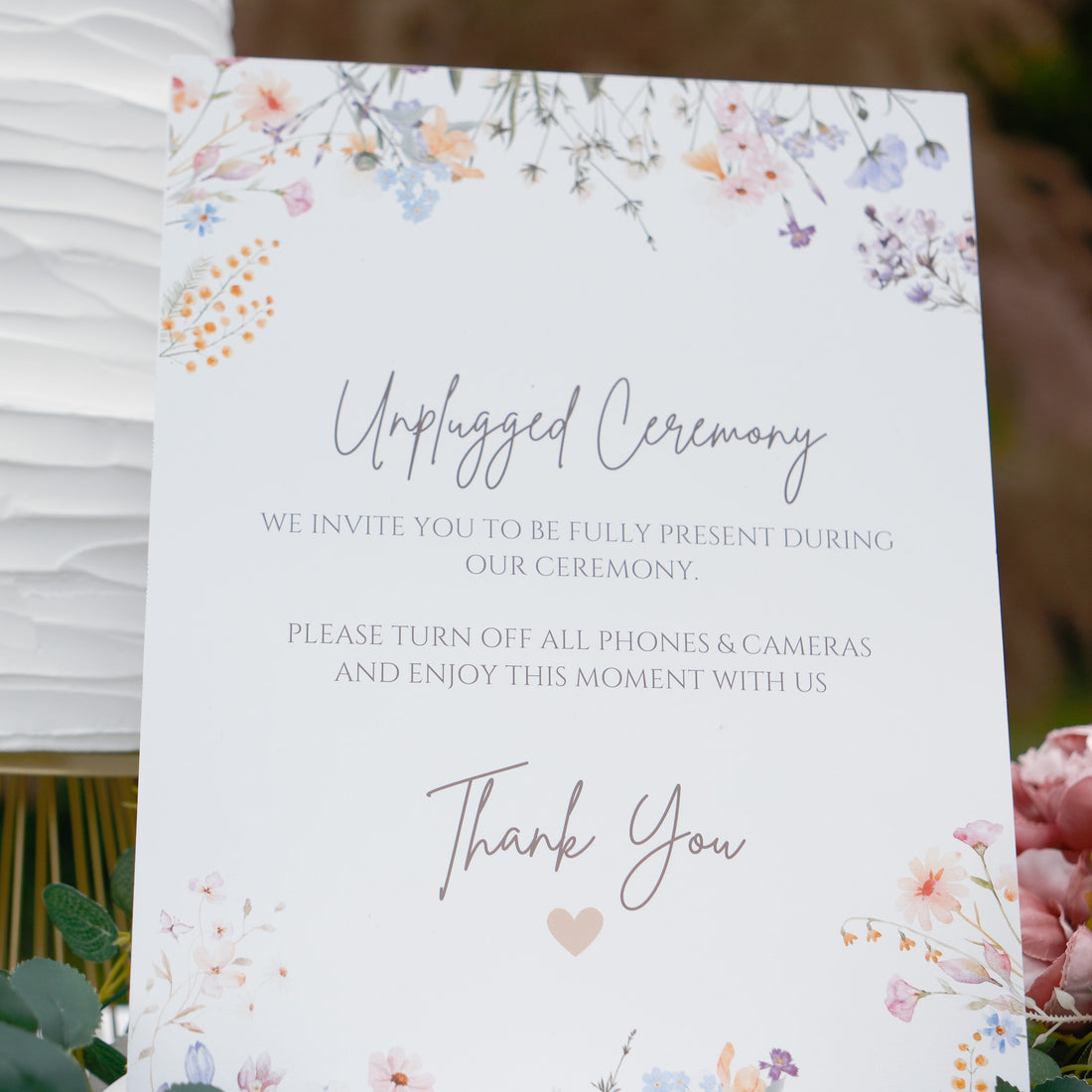 Unplugged ceremony wedding sign
