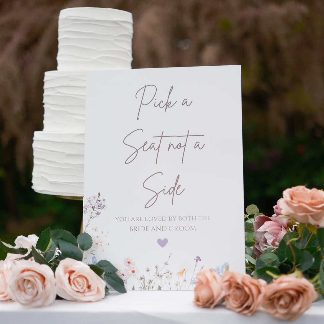 Pick a seat not a side wedding sign