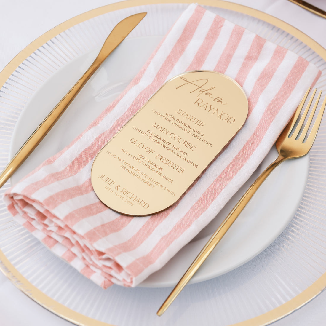 Wedding menu place cards