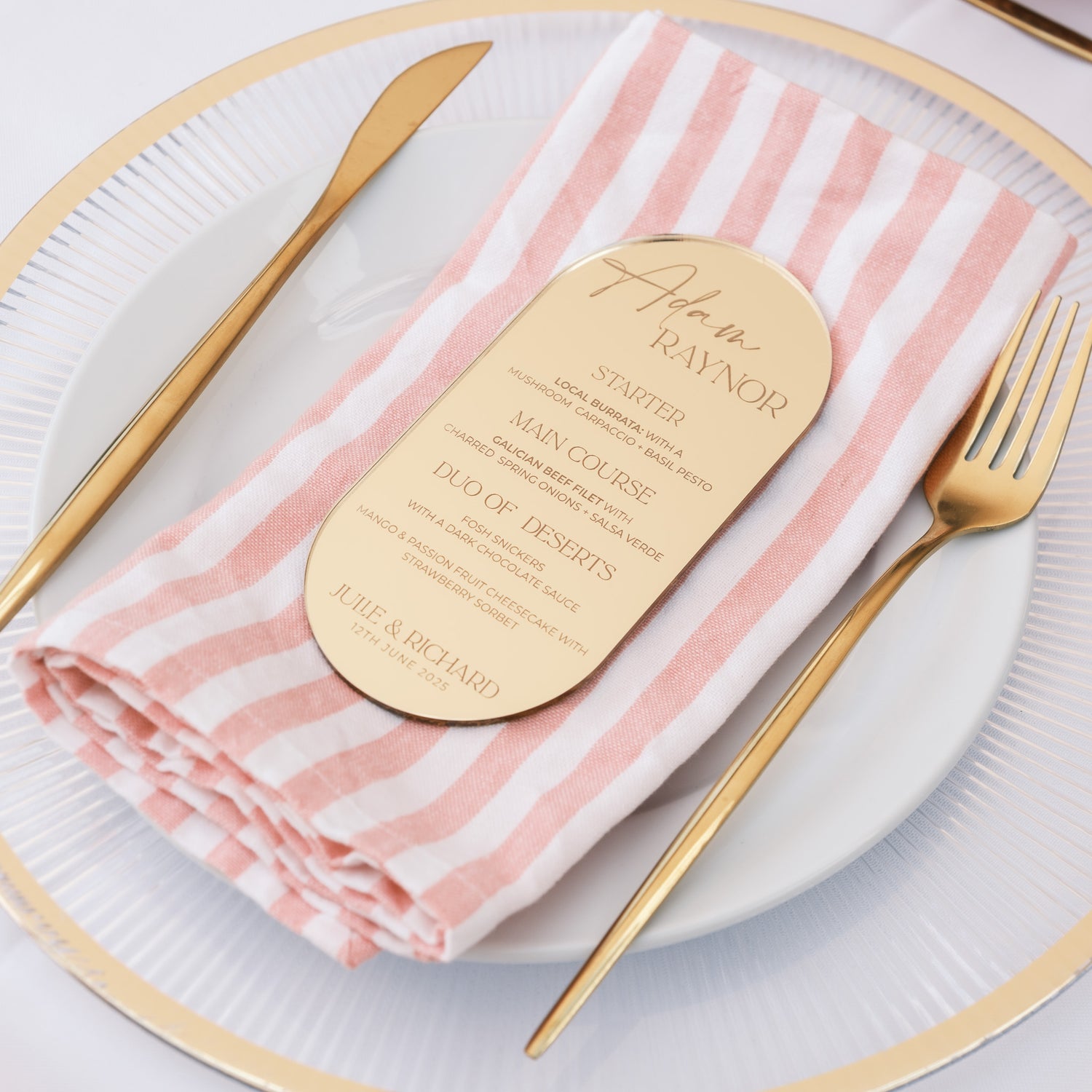 Wedding menu place cards