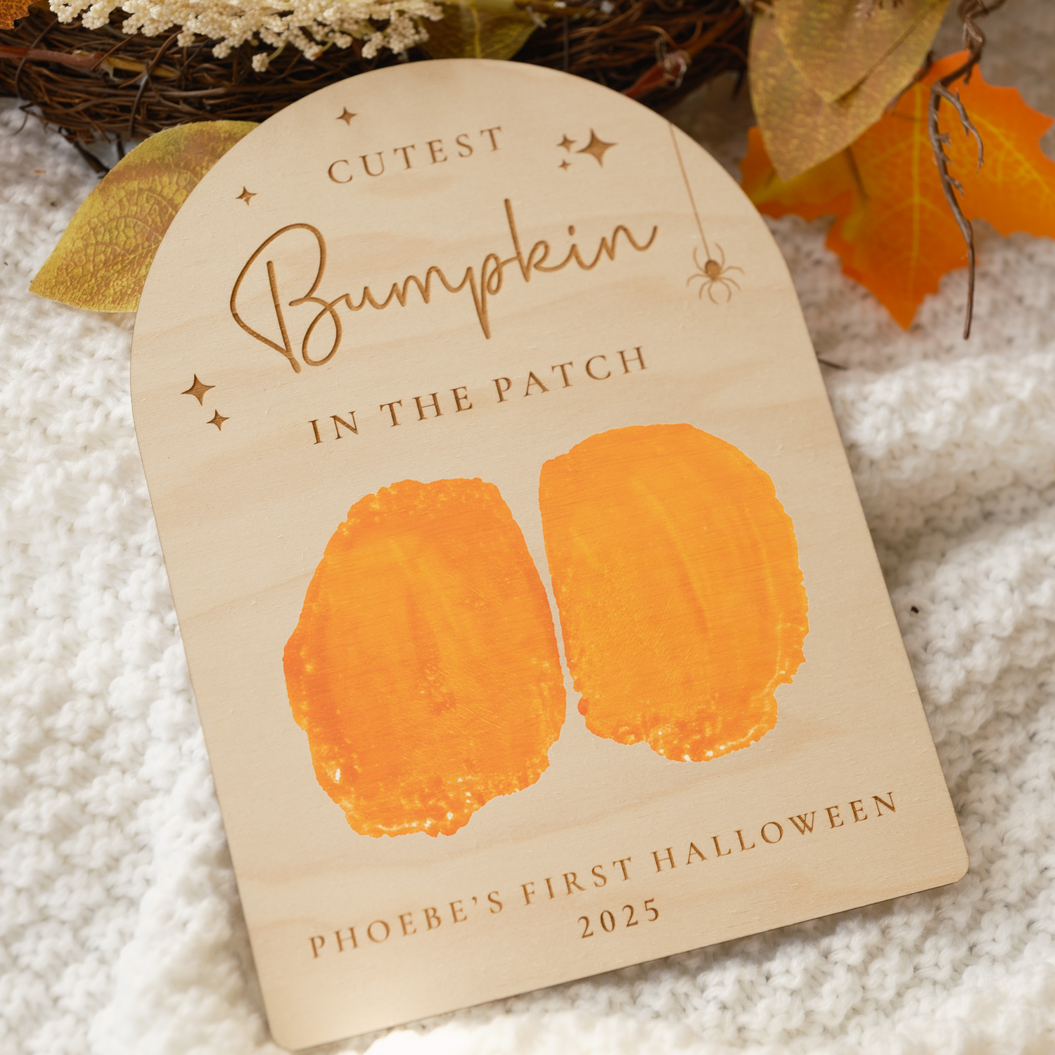 cutest bumpkin in the patch personalised baby halloween decor