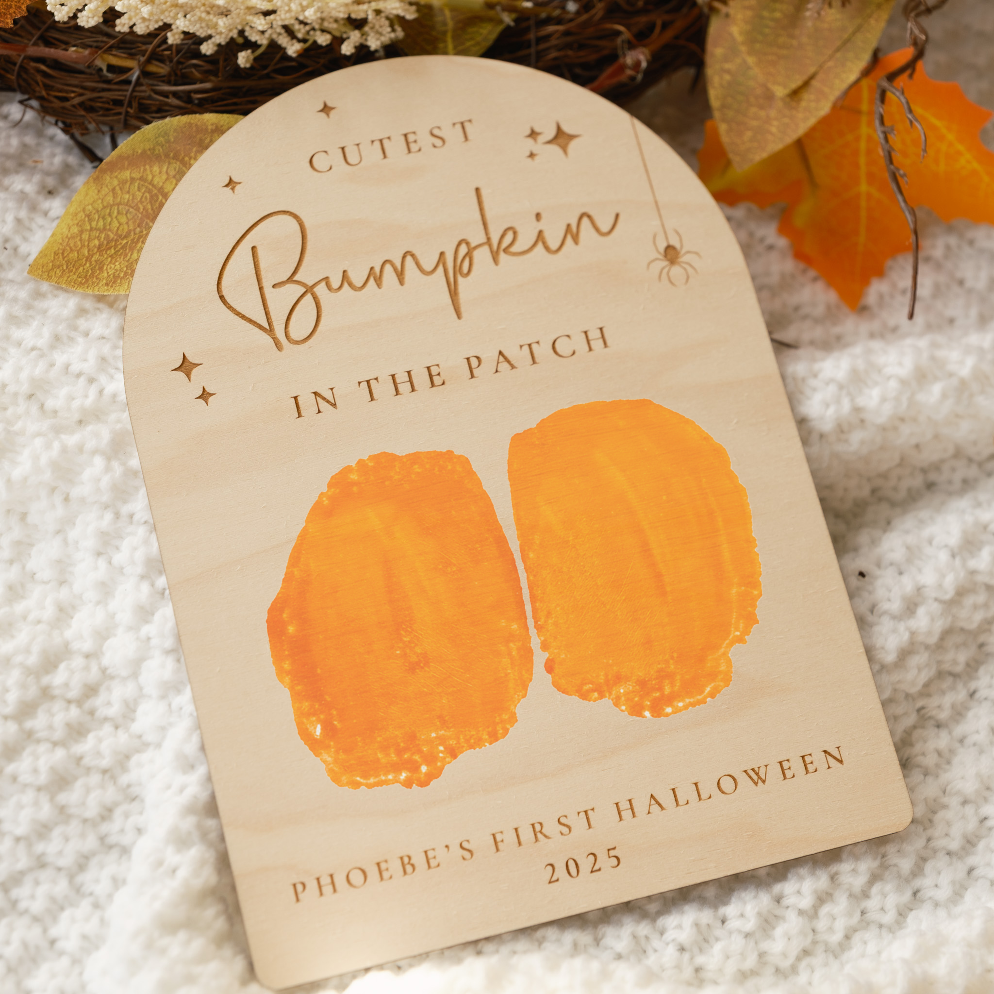 cutest bumpkin in the patch personalised baby halloween decor