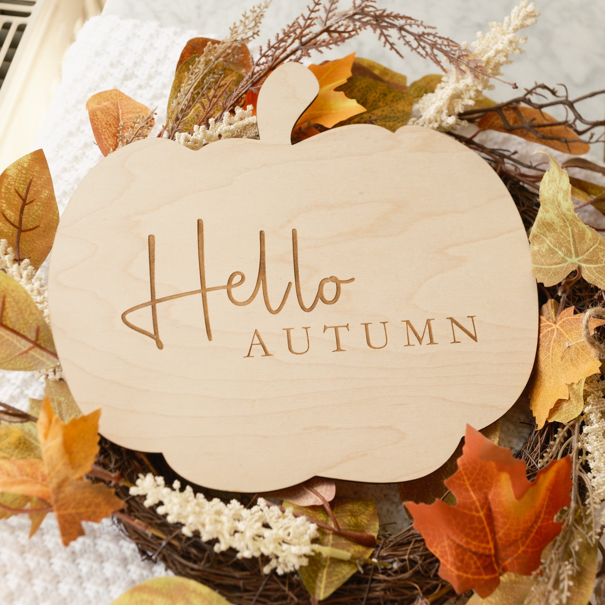 autumnal pumpkin sign rustic wooden thanksgiving decoration