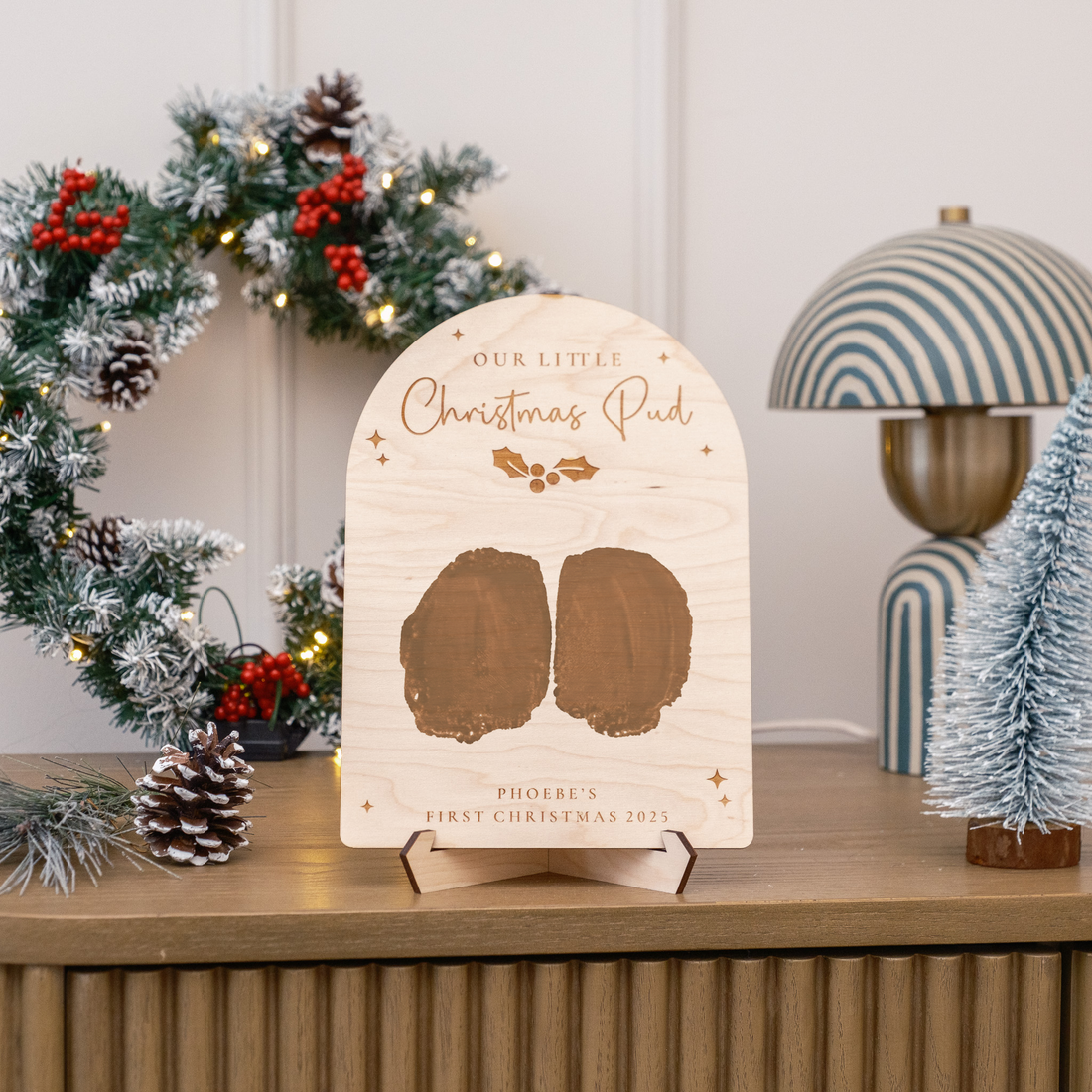 Babies First Christmas Bum Print Plaque