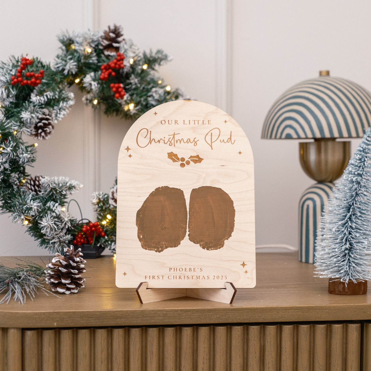 Babies First Christmas Bum Print Plaque