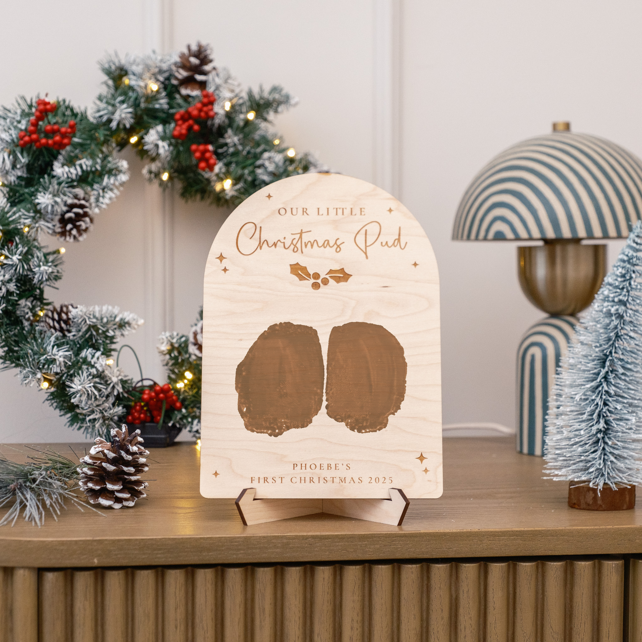 Babies First Christmas Bum Print Plaque