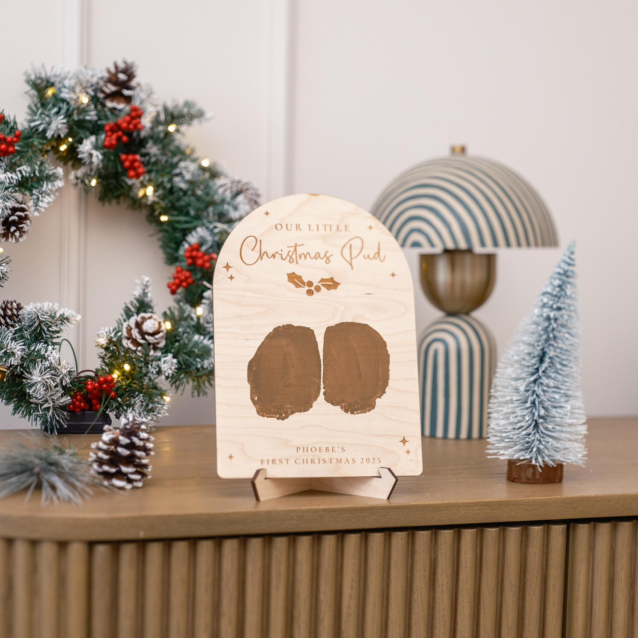 Babies First Christmas Bum Print Plaque