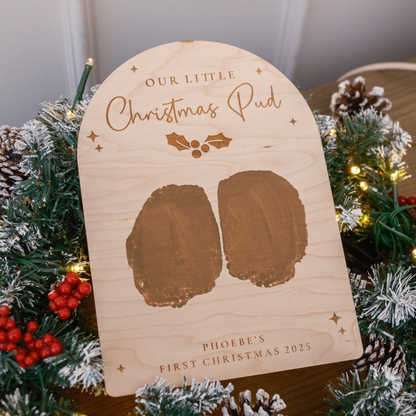 Babies First Christmas Bum Print Plaque