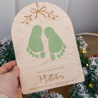 Babies First Christmas Foot Print Plaque - Mistletoes
