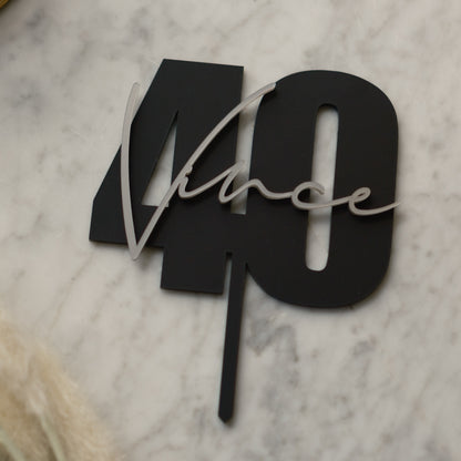 Age &amp; name cake topper
