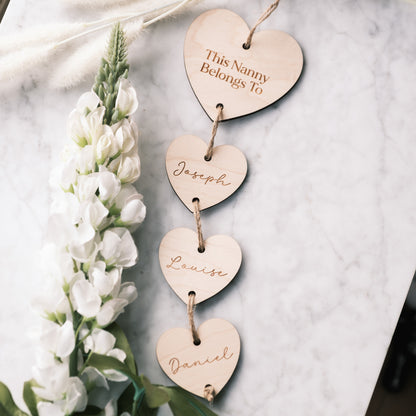 Personalised Nanny Belongs To Sign | Nanny &amp; Grandma Heart Wall Hanging Gift