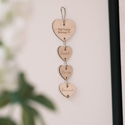 Personalised Nanny Belongs To Sign | Nanny &amp; Grandma Heart Wall Hanging Gift
