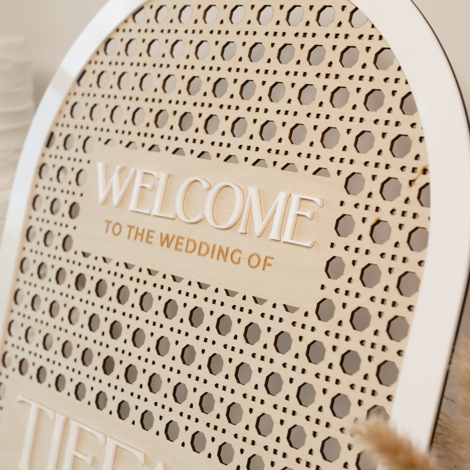 Rattan welcome sign