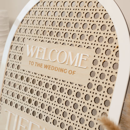 Rattan welcome sign