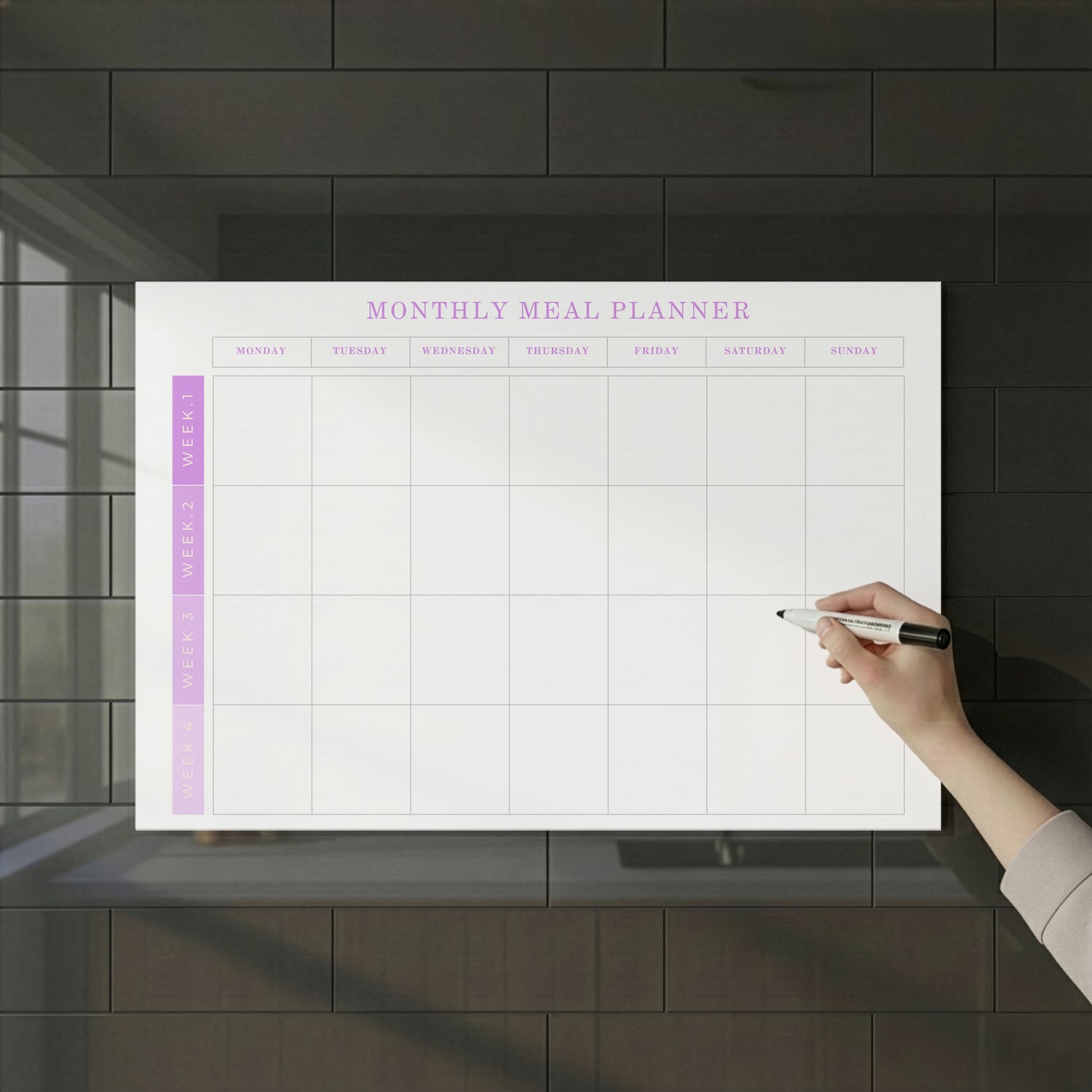 Meal Planner Wall Planner | Dry Erase Weekly Meal Planner A2 &amp; A3
