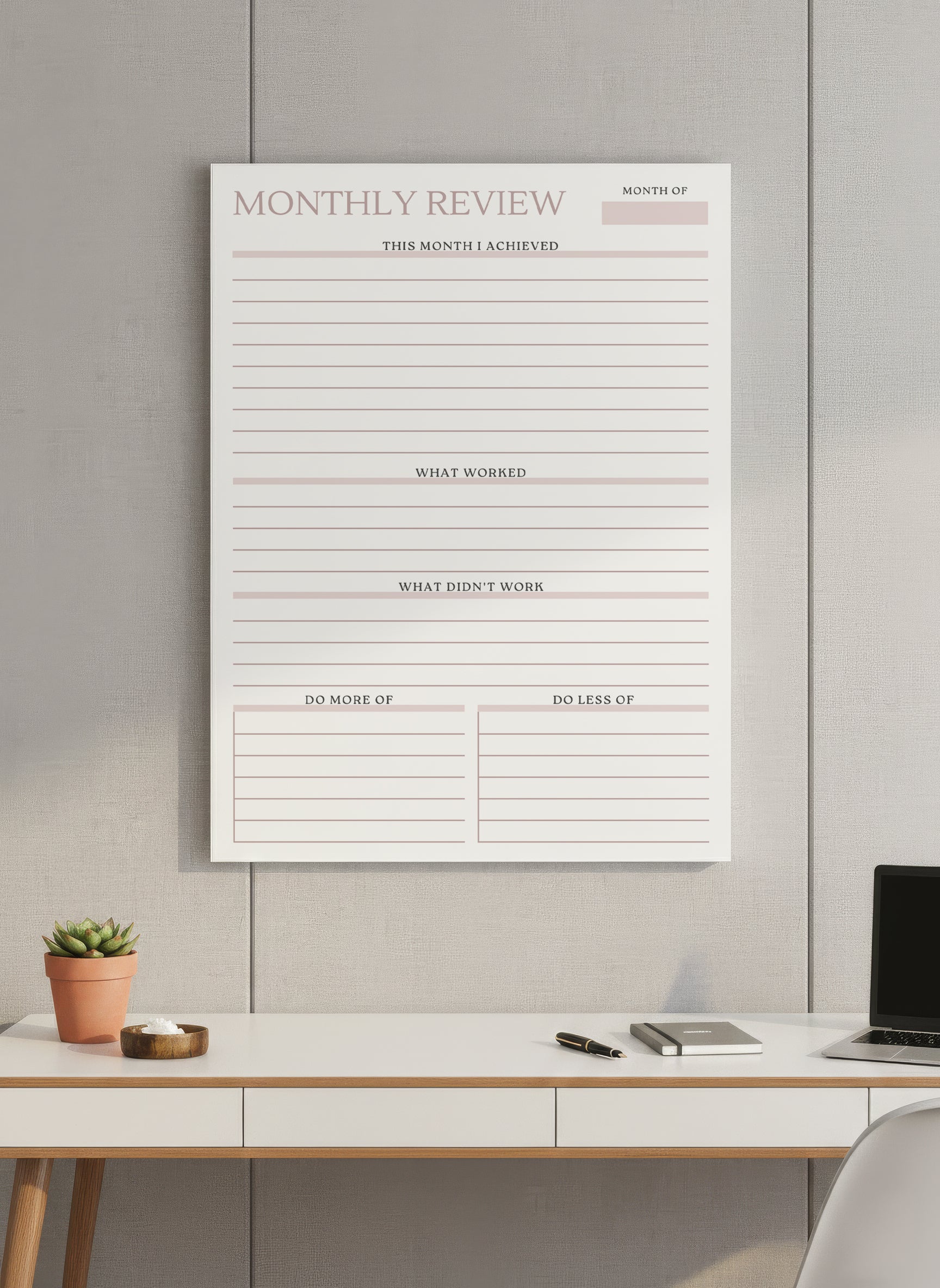 Monthly review planner