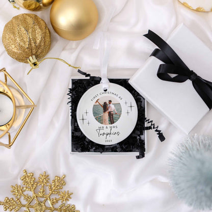Personalised photo first christmas ornament
