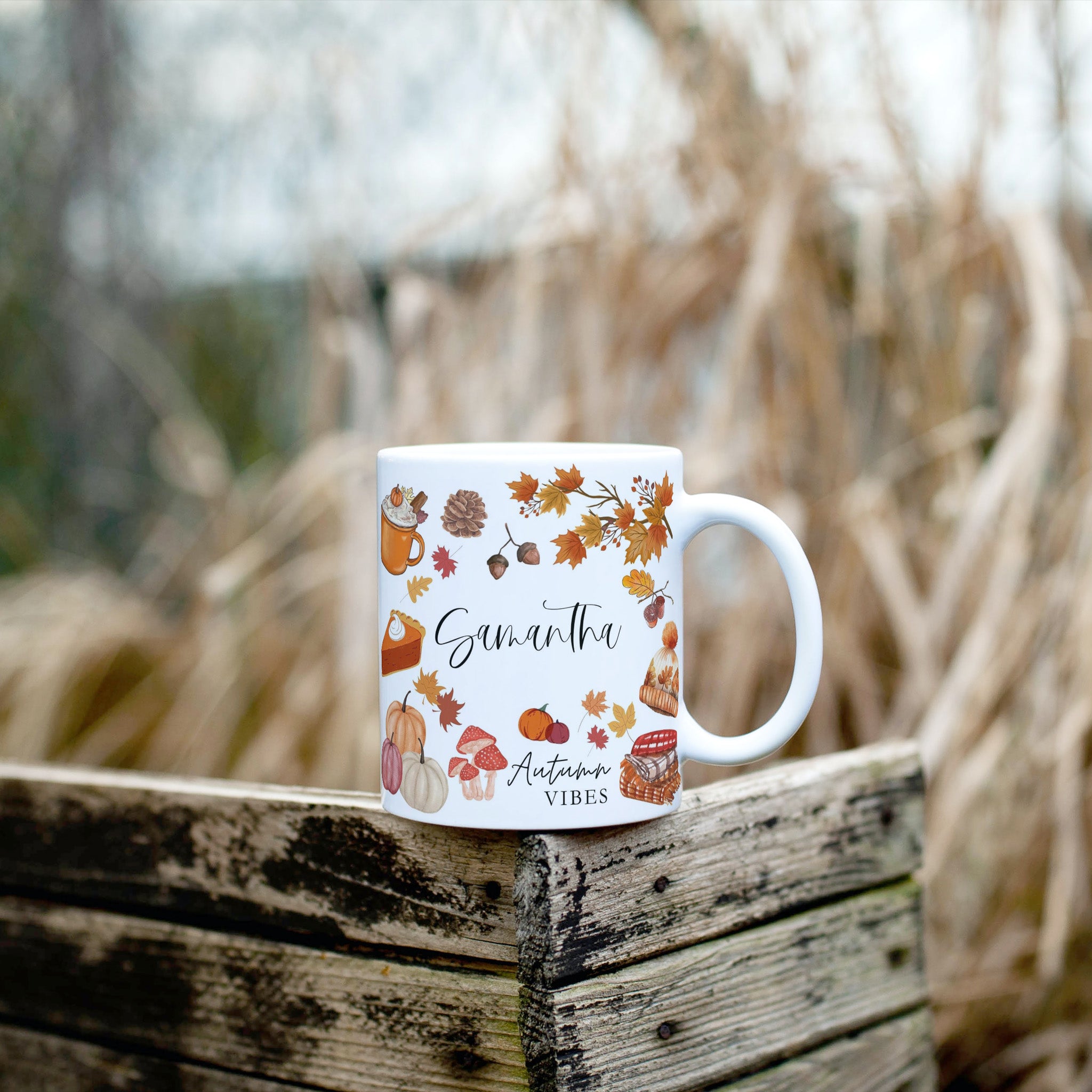 Personalised Autumn Theme Gift Mug
