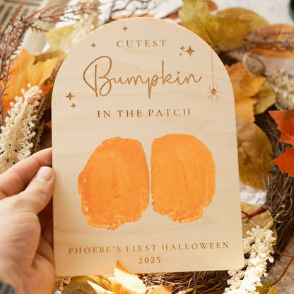 wooden personalised babys first halloween photo prop