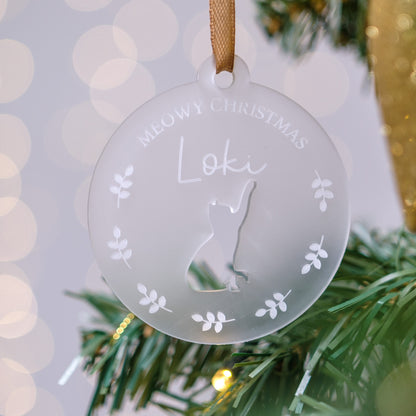 Personalised Cat Meowy Christmas Bauble