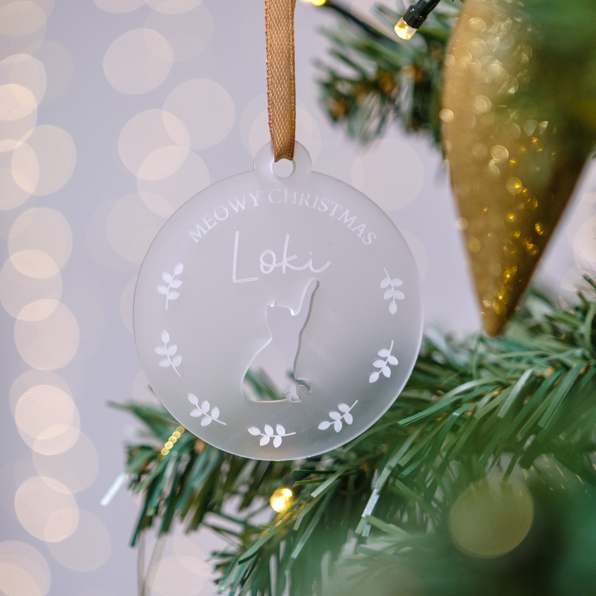 Personalised Cat Meowy Christmas Bauble