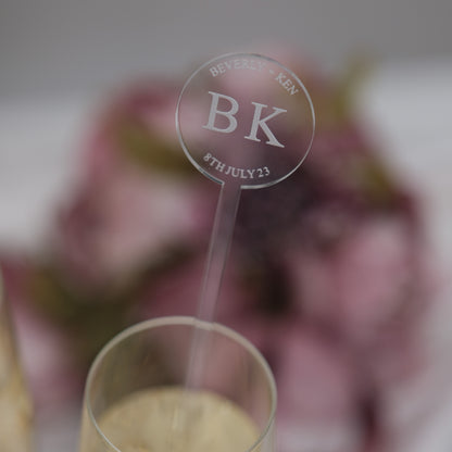 Personalised wedding cocktail stirrers