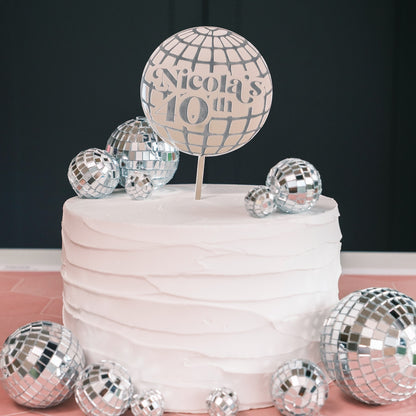 Disco ball cake topper