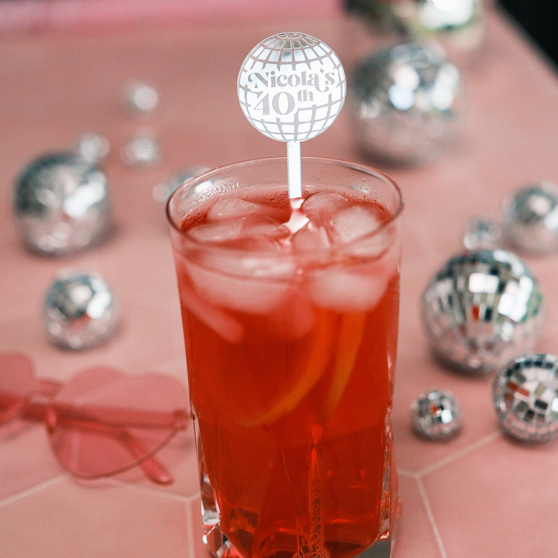 Personalised Disco ball drink stirrer