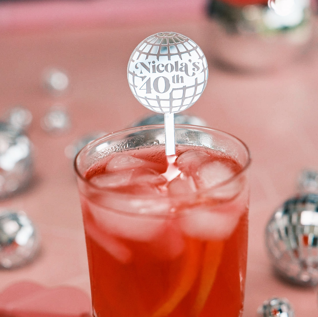 Disco ball drink stirrer