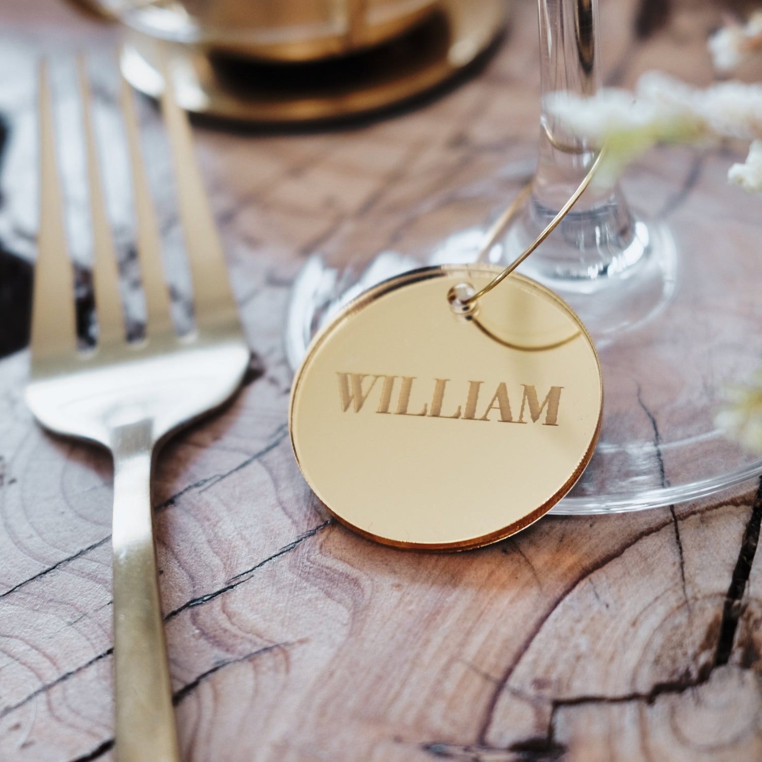 Circle Wine Glass name charm