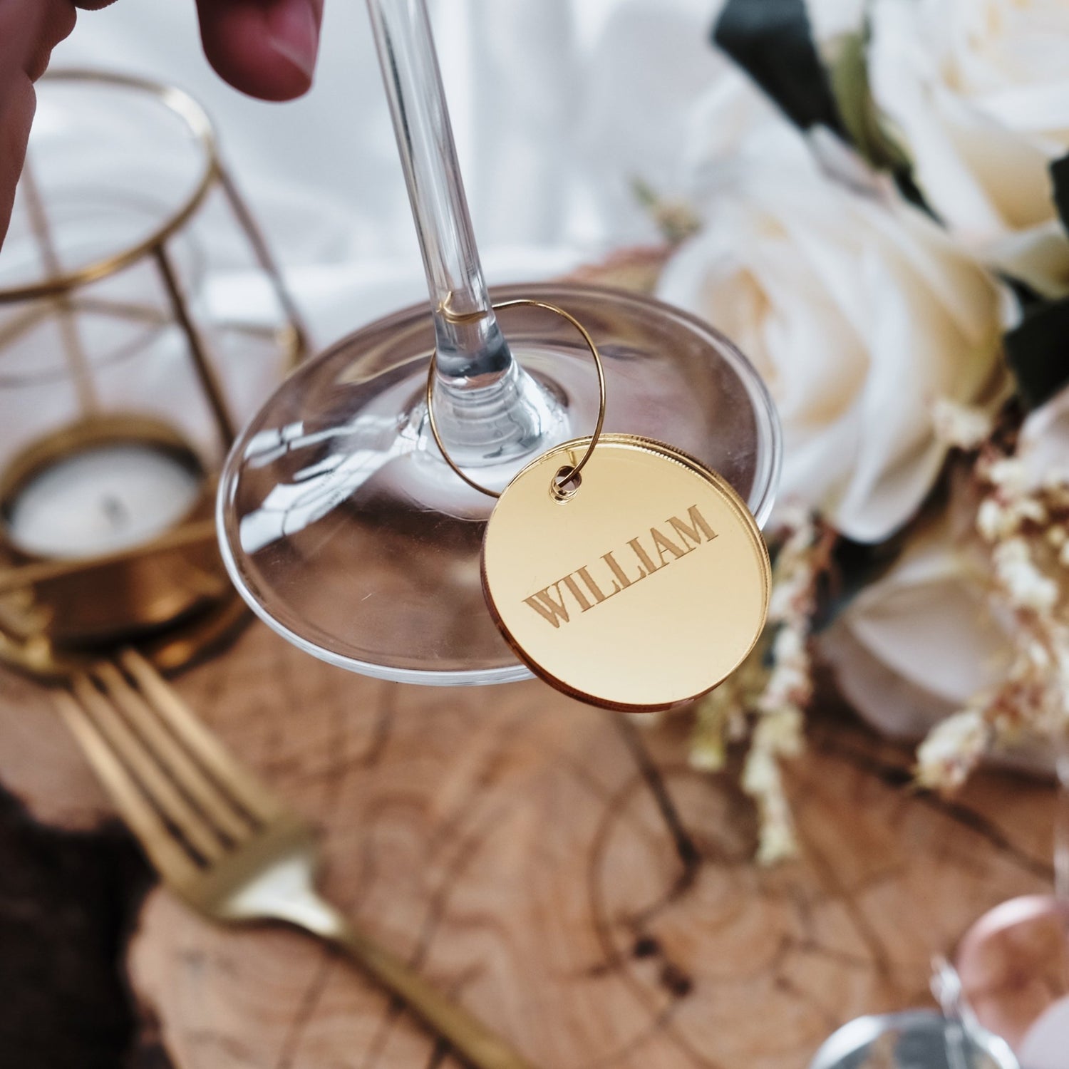 Circle Wine Glass Name Charm 