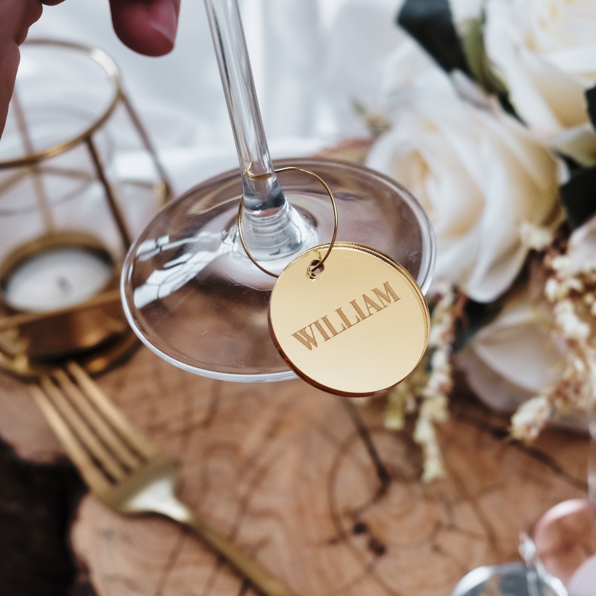 Circle Wine Glass Name Charm 