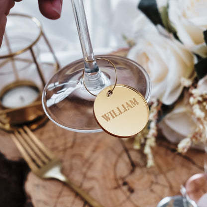 Circle Wine Glass Name Charm 