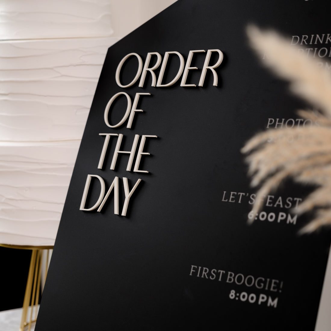 luxury wedding decor signage order of the day sign
