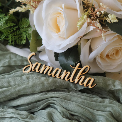 Wooden wedding name tags