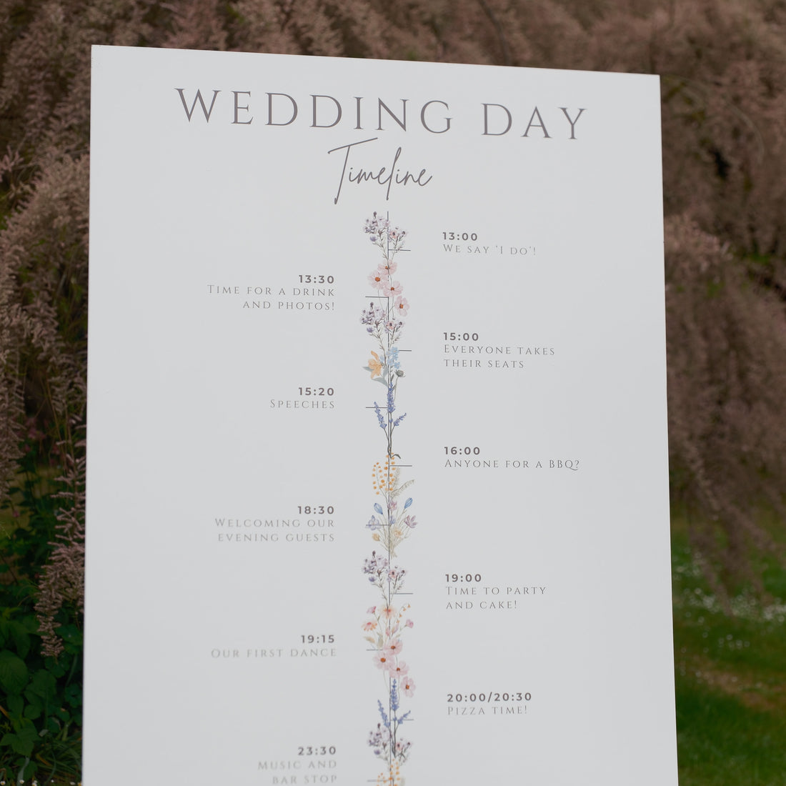 Wedding timeline sign