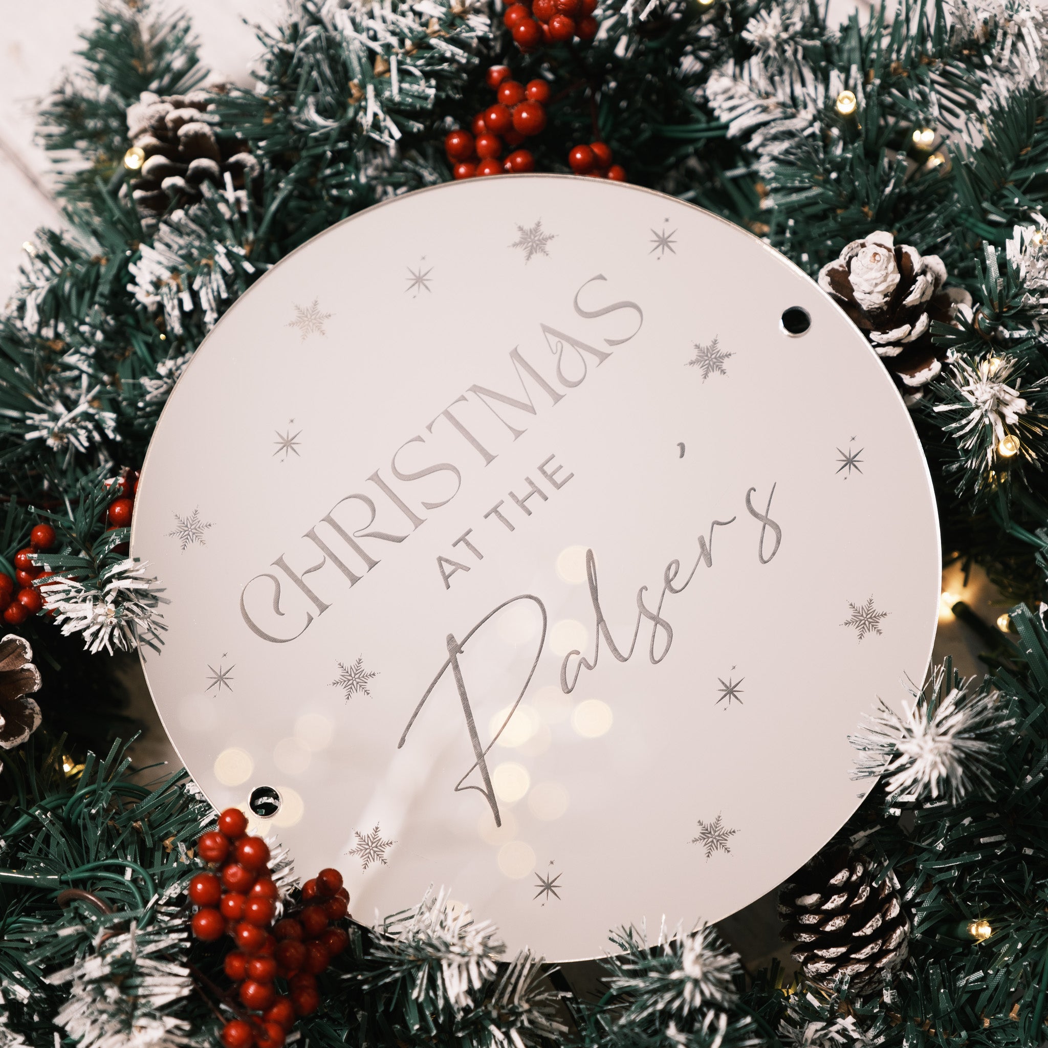 personalised christmas wreath family name decoration