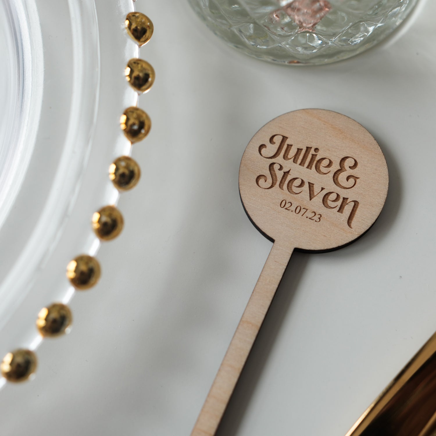 Personalised wedding drink stirrers