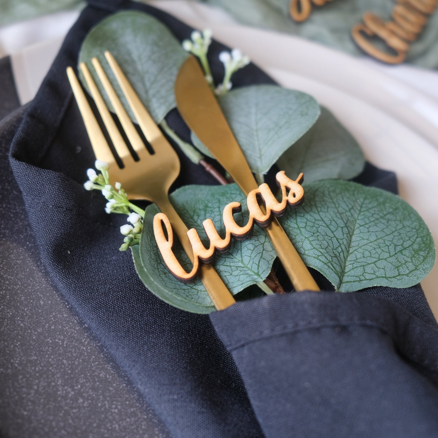 Rustic wedding name tags
