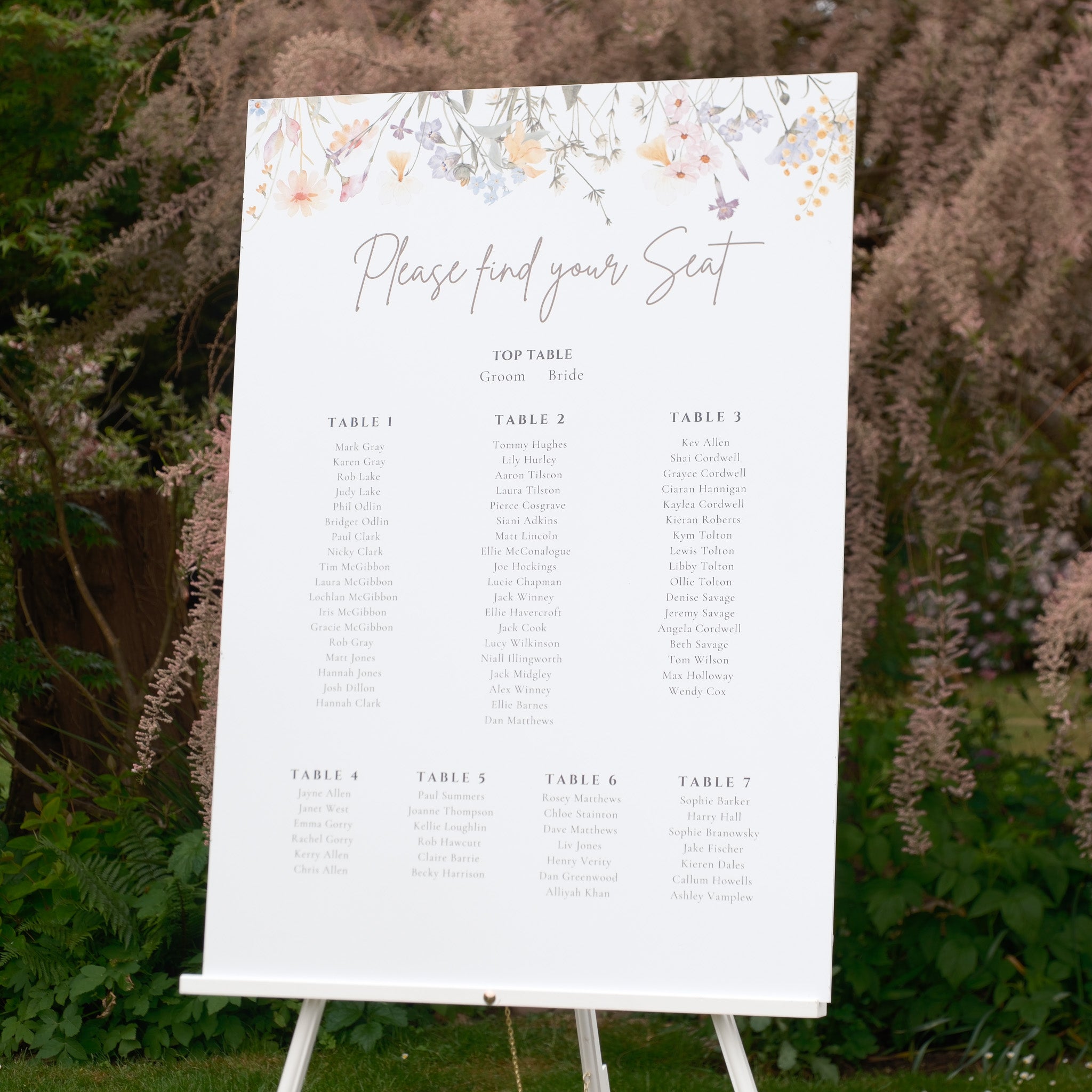 floral seating chart